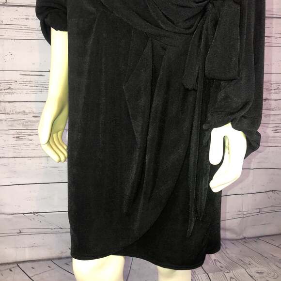 NWT ASOS DESIGN Curve long sleeve mini wrap sexy dress in black size 14 - Picture 7 of 12